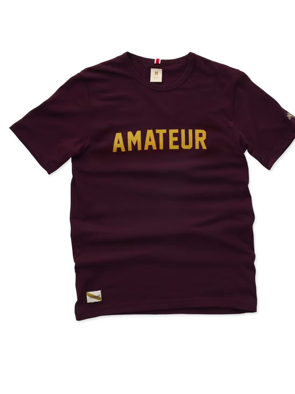 Tracksmith Grayday Tee Size XXS wine And Yellow Unisex Size Amatuer